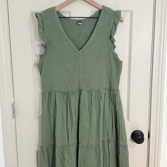 Old Navy Maxi Dress Womens XXL Green Tiered Cottage Core Feminine Sleeveless - Picture 4 of 16